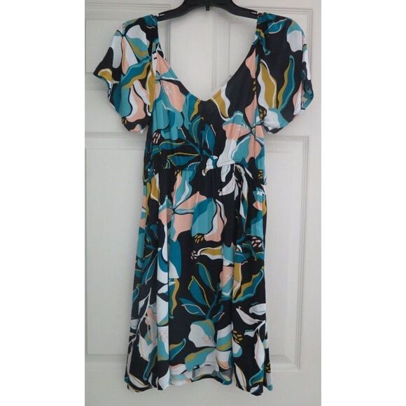 Roxy ARJWD03396 Women's Sz Small Anthracite Paradiso "Shimmy Over" Woven Dress - Picture 8 of 12